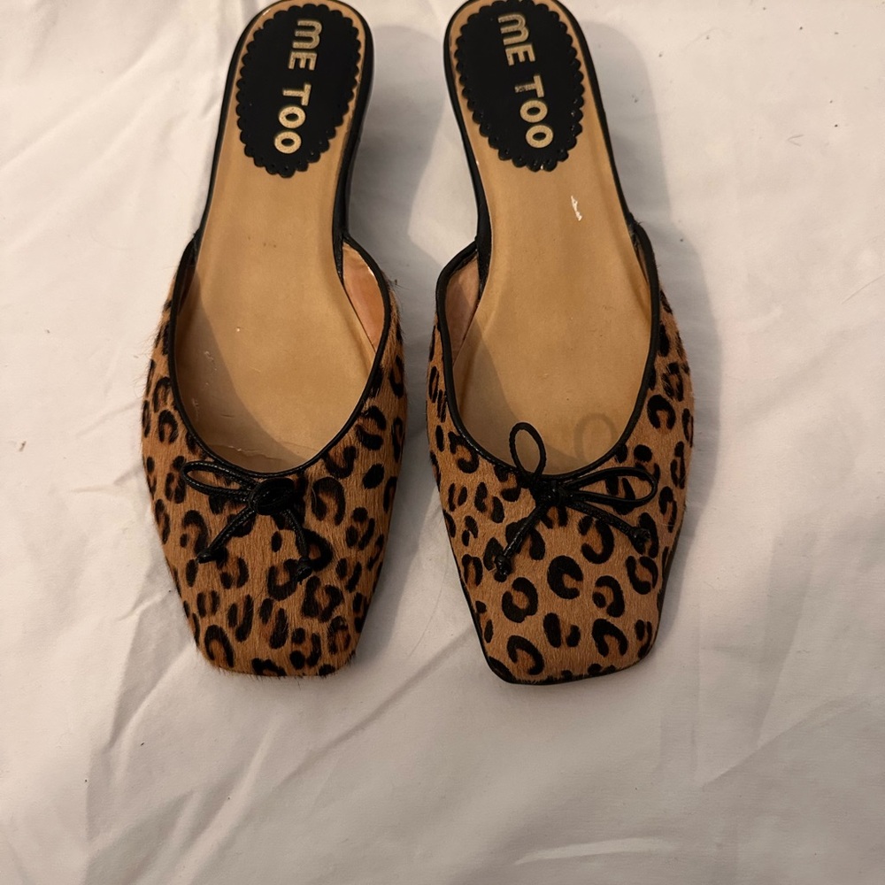 Me Too Brown and Black Leopard Print Mules